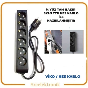 Multi-Let 6 Li 1.5 Hes Kablo (1 Ile 10 Metre Arası) Topraklı Çocuk Korumalı Uzatma ( 3X1.5 Hes Kablo Tam Bakır) Ttr Kablo Tseli Ho5Vv-F