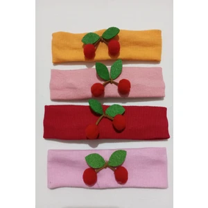 LASTİKLİ KİRAZLI KIZ BANDANA SETİ