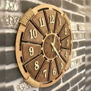 Hasır Detaylı Ahşap Duvar Saati 40  cm