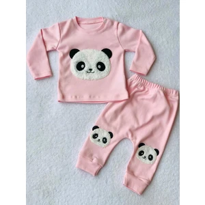 Bilge Trend Bebek Panda Nakışlı Alt Üst Penye Takım %100 Pamuk
