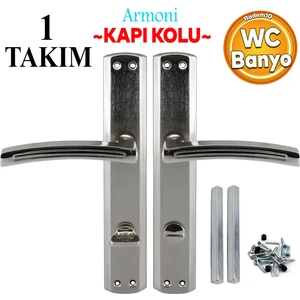 Wc Banyo Kapı Kolu Nikel Inox Aynalı Sağa Sola Uygun Iç Dış Wc Kapısı Kilitlenebilir 1 Takım