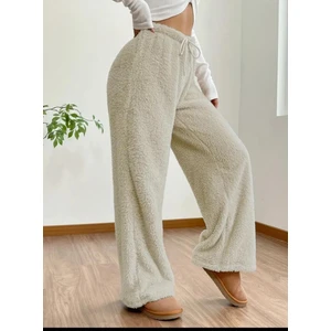 Esra Tekstil Es Sport Peluş Alt Eşofman Rahat Lastikli Bel Kahve Rengi Sıcak Pantolon Kadın