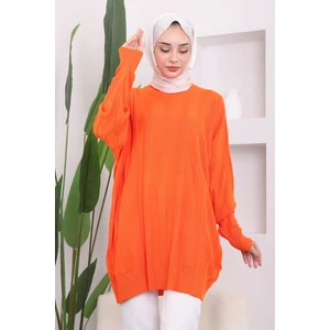 Orange Bisiklet Yaka Merserize Salaş Triko Tunik