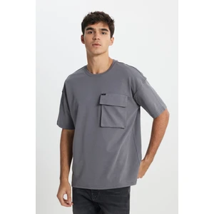 Loose Fit Rahat Kesim Bisiklet Yaka Lacivert Tişört