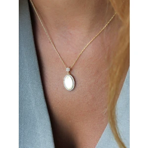 Neva Jewelry Oval Taşlı Kolye