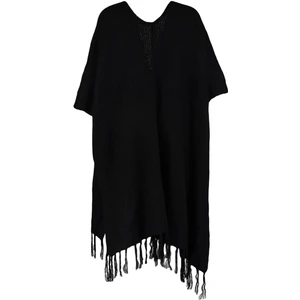 Kadın Moda Şık Tesettür Uzun Şal Yaka Regular Etek Ucu Püsküllü Uzun Triko Hırka