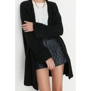 Kadın Modern Tarz Rahat Uzun V Yaka Düz Kol Midi Triko Hırka