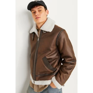 Jack & Jones Jorcole Aviator Jacket Erkek Kürklü Deri Ceket