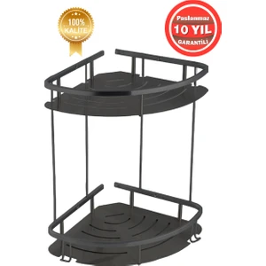 Çelik Banyo Paslanmaz Çelik Mat Siyah Şampuanlık Köşe Banyo Rafı