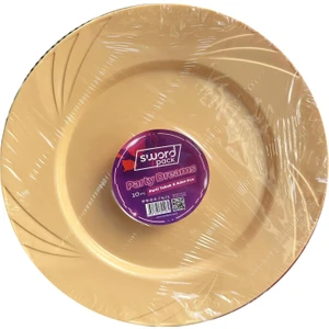 Kullan At Parti Davet Sunum Servis Plastik Sert Mika Tabak - 26 Cm. - Krem - 6 Adetlik Paket