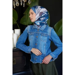 Seremoni Koleksiyonu Pure Desen Şal - Kot Mavisi