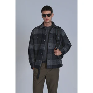 Broken Erkek Basic Gömlek Slim Fit Siyah