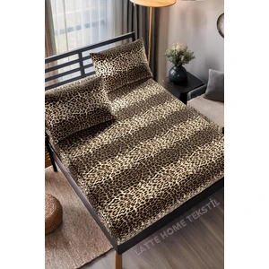 Latte Tekstil Mocha Leopar Desenli Pamuklu Ranforce Kumaş Lastikli Çarşaf Takımı (Tek-Çift-Battal Ebat)