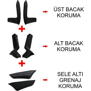GP Kompozit Honda Forza 250 2023-2025 Uyumlu Üst/Alt Bacak ve Grenaj Koruma Seti Siyah