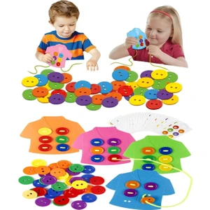 Kıyafet Giydirme Oyunu Gömleğe Düğme Dikme Ince Motor Beceri Zeka Oyunu