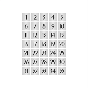 Özarslan Dizayn Metal Kapı Masa Dolap Numarası Sade Model 7 x 7 cm Gümüş Renk 35 Adet (1…35)