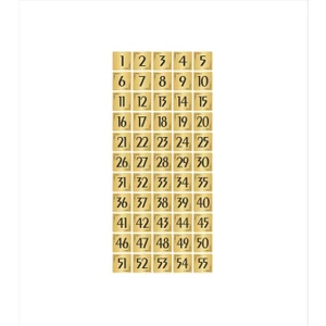 Özarslan Dizayn Metal Kapı Masa Dolap Numarası Levha 5 x 5 cm Altın Renk 55 Adet (1…55)