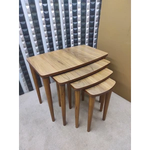 Sandıkçı Hacı Hafız 4 Lü Ahşap Mdf Zigon Sehpa ,mdf Dörtlü Ahşap Servis Sehpası ,salon Sehpası