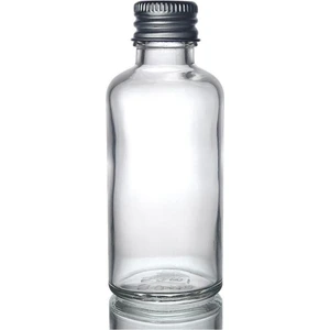 Şeffaf Cam Şişesi Sızdırmaz Silver Metal Kapaklı 50 ml x 10 Adet