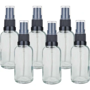 Siyah Sprey Kapaklı Şeffaf Cam Şişe 30 ml x 6 Adet