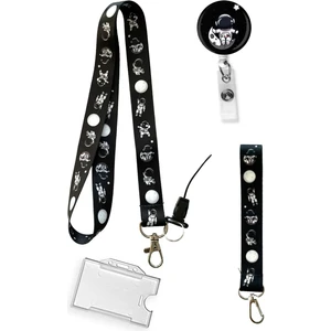 Siyah Astronot 4 Lü Set Boyun Ipi Anahtarlık Yoyo Yaka Kartlığı