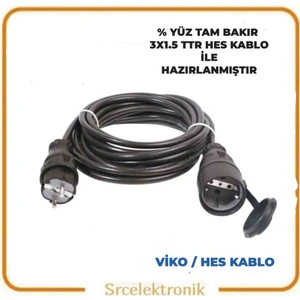 Nead Tekli Kauçuk 1.5 Hes Kablo Seyyar (1 Ile 10 Metre Arası) Topraklı Uzatma ( 3x1.5 Hes Kablo Tam Bakır) Ttr Kablo Tseli HO5VV-F