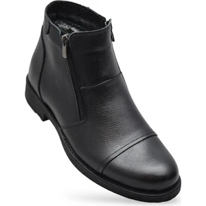 TAB3406 Içi Kürklü Hakiki Deri Erkek Bot Ayakkabı Ortopedik Taban Fermuarlı Deri Bot