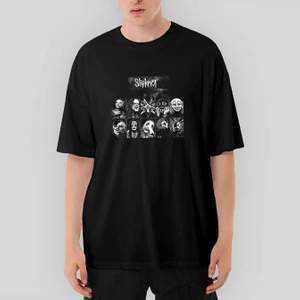 Crows Gate Slipknot Group Member Oversize Siyah Tişört
