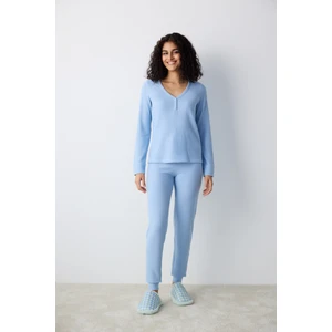 Blue Soft Açık Mavi Pantolon Pijama Takımı