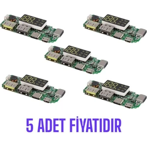 Robo Dünya Çift USB 5V 2.4A Led'li Micro Type-C Powerbank Modülü - 5 Adet