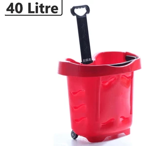 Tekerlekli Plastik Market Alışveriş El Sepeti 40 Litre Kırmızı