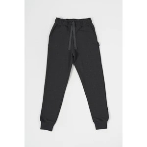 Antrasit Kalın Pamuklu Beli ve Paçası Lastikli Cepli 5-6-7-8-9-10-11-12 Yaş Kız Çocuk Eşofman Altı