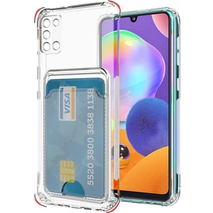 Samsung Galaxy A31 Kılıf Kamera Korumalı Kartlıklı Setra Şeffaf Silikon