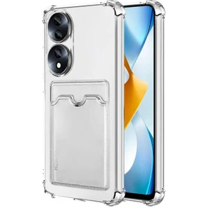 Huawei Honor 70 Kılıf Kamera Korumalı Kartlıklı Setra Şeffaf Silikon