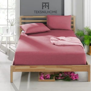 Teksnil Home | Ranforce | Pamuklu Kırmızı Tek Kişilik Ekonomik Lastikli Çarşaf | 8 Renk | Fıtted | 120X200