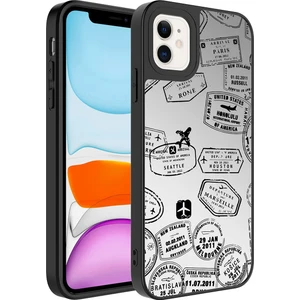 Apple iPhone 12 Kılıf Aynalı Desenli Kamera Korumalı Parlak Zore Mirror Kapak-Seyahat