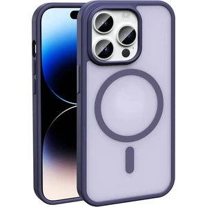 Apple iPhone 14 Pro Max Kılıf Magsafe Şarj Özellikli Mat Arka Yüzey Zore Sio Kapak-Koyu Mor