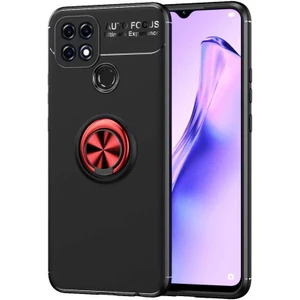 Oppo A15S Kılıf Zore Ravel Silikon Kapak-Siyah-Kırmızı