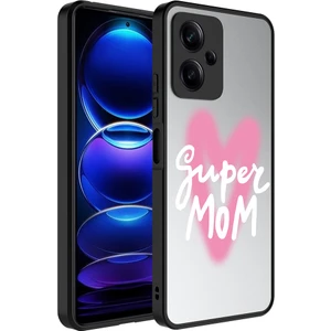 Xiaomi Redmi Note 12 5g Kılıf Aynalı Desenli Kamera Korumalı Parlak Zore Mirror Kapak-Süper Anne