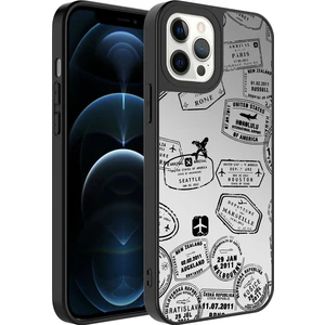 Apple iPhone 12 Pro Kılıf Aynalı Desenli Kamera Korumalı Parlak Zore Mirror Kapak-Seyahat