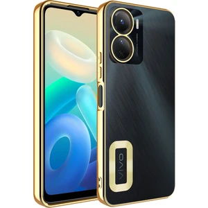 Vivo Y16 Kılıf Kamera Korumalı Logo Gösteren Zore Omega Kapak-Gold