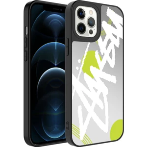 Apple iPhone 12 Pro Max Kılıf Aynalı Desenli Kamera Korumalı Parlak Zore Mirror Kapak-Yazı