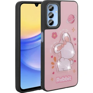 Galaxy A25 Kılıf Parlayan Kabartmalı Ikonik Figürlü Zore Amas Silikon Kapak-Pembe