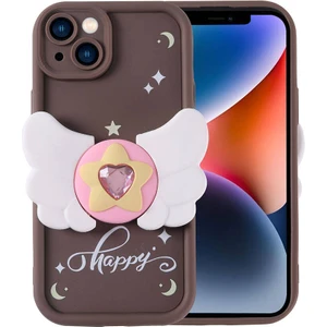 Apple iPhone 14 Kılıf Kamera Korumalı Figür Tasarımlı Zore Kapya Kapak-Koyu Kahve