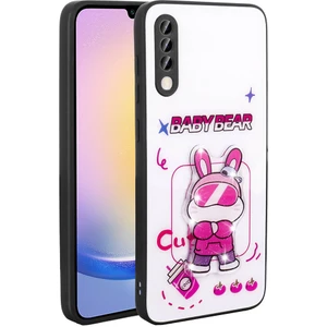 Galaxy A70 Kılıf Parlayan Kabartmalı Ikonik Figürlü Zore Amas Silikon Kapak-Beyaz
