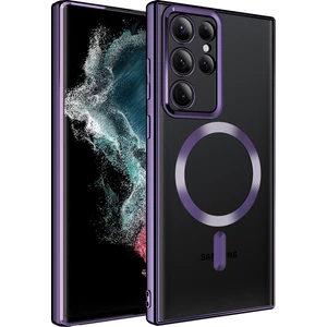 Galaxy S22 Ultra Kılıf Magsafe Wireless Şarj Özellikli Zore Setro Silikon-Derin Mor