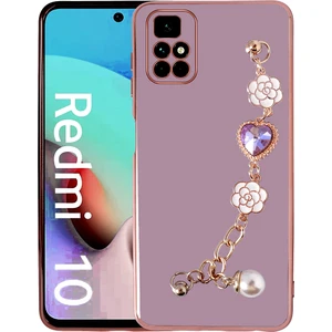 Xiaomi Redmi 10 Kılıf El Tutamaçlı Kamera Korumalı Zore Taka Silikon Kapak-Mor