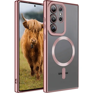 Galaxy S23 Ultra Kılıf Magsafe Wireless Şarj Özellikli Zore Setro Silikon-Rose Gold