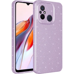 Xiaomi Redmi 12C Kılıf Kamera Korumalı Simli Lüks Zore Koton Kapak-Lila