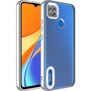 Xiaomi Redmi 9c Kılıf Kamera Korumalı Logo Gösteren Zore Omega Kapak-Gümüş